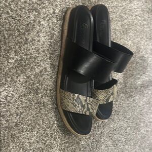 Chic Black and Snake Print Sandals